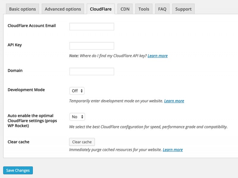 WP Rocket CloudFlare Integration