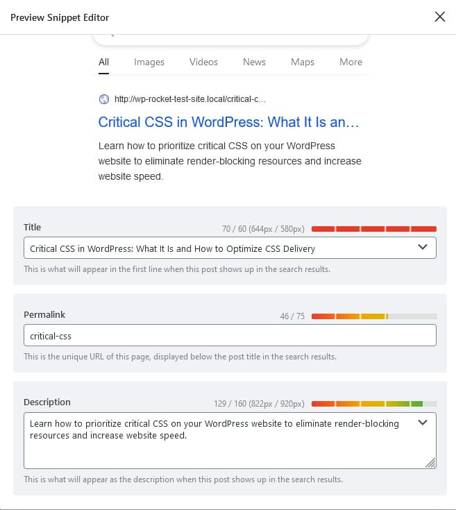 Customize SEO title and meta description in rank math