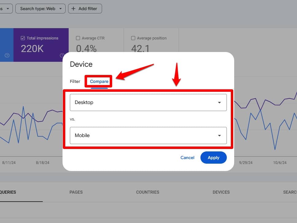 Determine which device types to compare