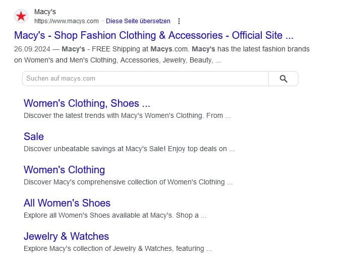 Schema markup rich snippets example