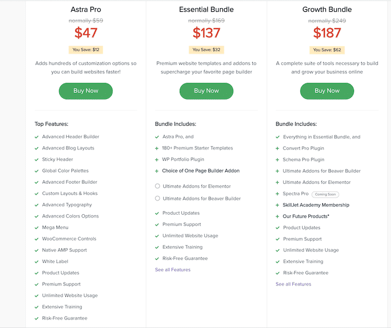 Astra Yearly Pricing - Source: Astra.com
