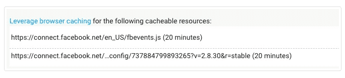 Browser Caching Facebook Pagespeed Note