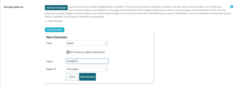 Bulk optimization exclusion interface - Source: ShortPixel
