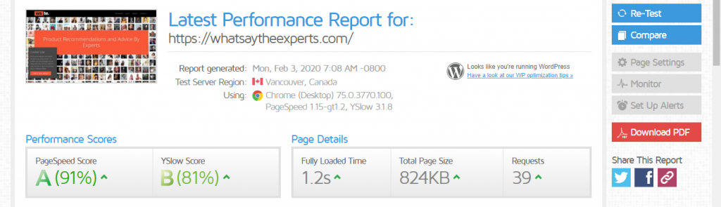 Chris Herbert - Results after WP Rocket