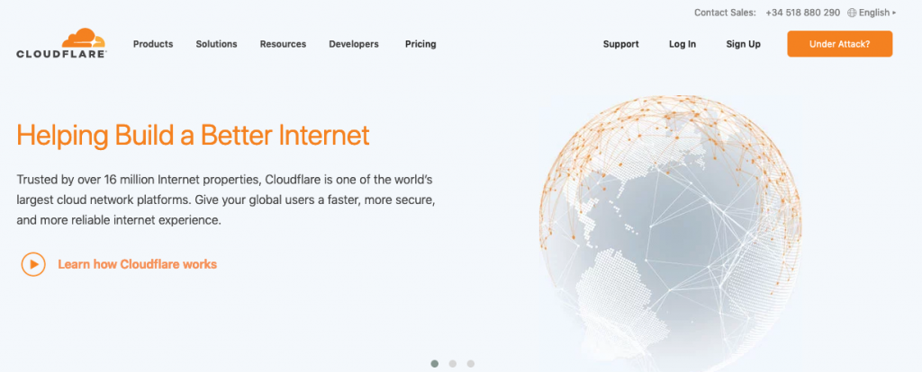 Cloudflare homepage