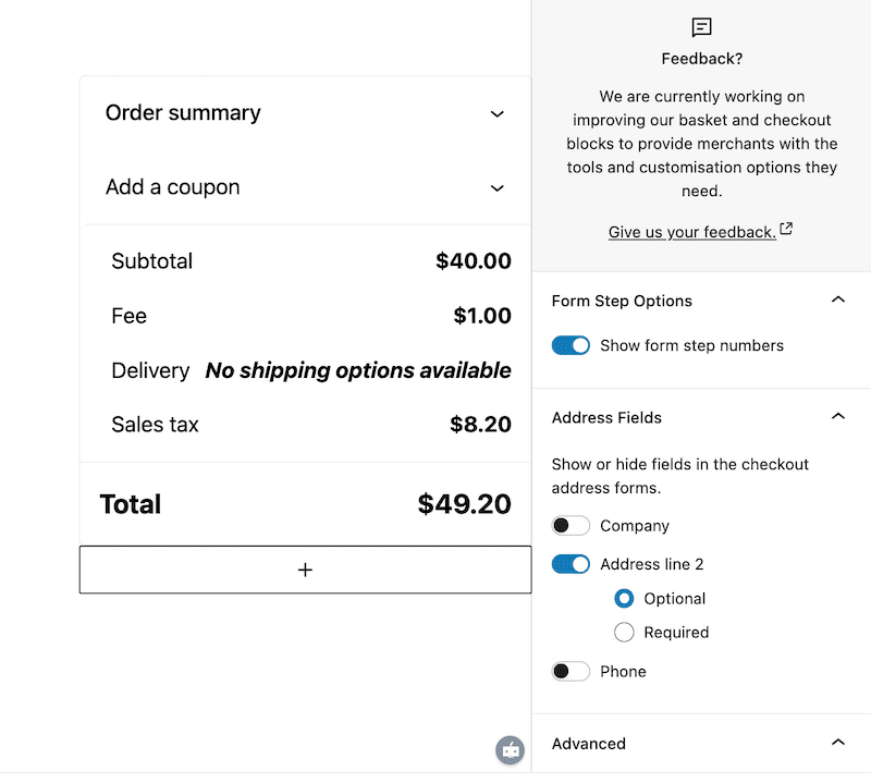 Decide which fields are optional or mandatory - Source: WooCommerce admin
