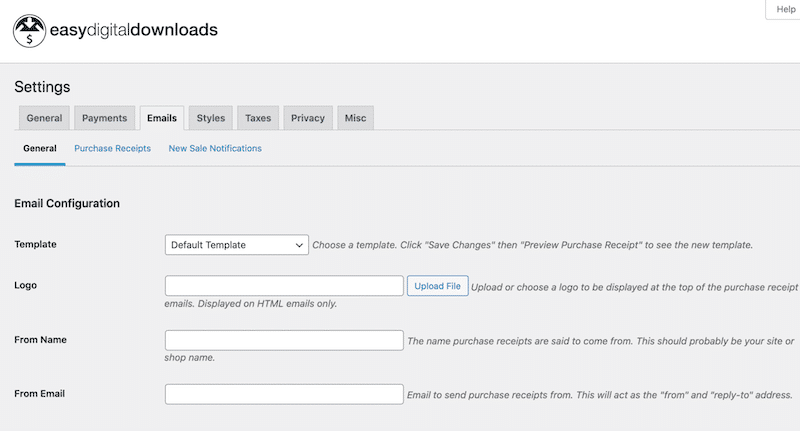 EDD settings - Source: EDD Dashboard
