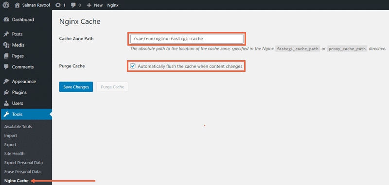 Nginx Cache plugin helps you purge FastCGI cache automatically