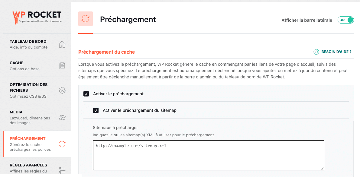 Préchargement du cache - WP Rocket
