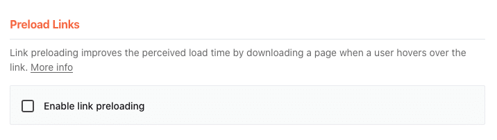 Preload Links option in WP Rocket
