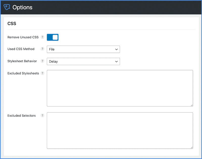 Remove unused CSS tab - Source: Perfmatters
