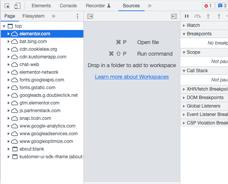 Third-party domains - Source: Google Chrome Dev Tools
