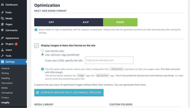 WEBP or AVIF conversion - Source: Imagify
