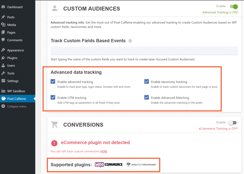 WordPress Pixel Caffeine Advanced Tracking