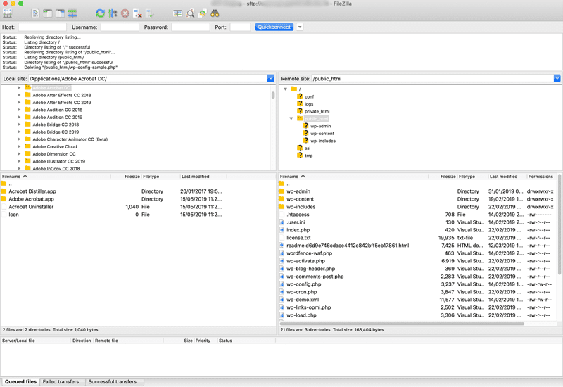 Filezilla Interface