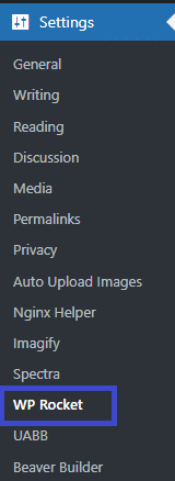 WordPress Admin page - Settings Section